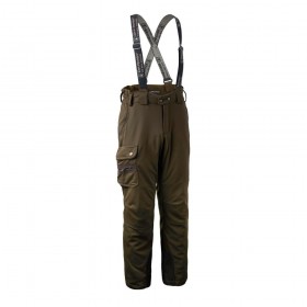 DEERHUNTER Muflon Trousers | zimné nohavice - 

Deerhunter Muflon sú jedinečné  poľovnícke nohavice pre aktívnych lovcov  s najlepšími detailami a textíliami v rámci funkčného oblečenia. Oblečenie bolo vyvinuté pre aktívnych poľovníkov, ktorí požadujú vysokú kvalitu a komfort. Nohavice majú Thinsulate podšívku zo syntetických vlákien. Vďaka Deer- Tex ® membráne je oblečenie odolné proti vetru, nepremokavé a priedušné.
3M ™ Thinsulate ™ izolácia je mäkká, priedušná a schopná udržiavať  teplo aj za vlhka.
DEER-TEX® Membrana má výrobcom udávaných niekoľko vlastnosti: 100% odolnosť proti vetru, 100% odolnosť proti vode, 100% vzdušnosť. Membrány sa môžu prať. Technické špecifiká:  odolnosť voči vode je viac než 10.000 mm/H2O, priepustnosť vodných par je viac než 10.000 gr/m/ 24h.

Nastaviteľný elastický pás
Odnímateľné traky
semišové detaily 
2 predné vrecká
1 zadné vrecko na zips
1 vrecko na nohaviciach s okrúhlym širokým otvorom pre ľahký prístup a ďalšie vrecko na zips
1 vrecko na ľavej strane nohavíc na zips
pred tvarované kolená
zips v dolnej časti nohavíc
-15°C až +20°C
Veľkosti: 48-64
Farba: 376-Art Green (Olivovo hnedá)
Povrchová úprava: 100% Polyester so zdvojenou štruktúrou
Zosilnenie: 50% Nylon/ 50% Polyetylén
Membrána: Deer-Tex® Membrane
Zateplenie: 3M ™ Thinsulate ™