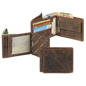 GREENBURRY 1705B | kožená peňaženka hnedá - Pánska peňaženka z kvalitnej brúsenej kože Greenburry 12,5x9,5cm. Ručná výroba. Farba hnedá.

4 sloty pre karty 
3 vrecká vhodné pre ružové vodičské preukazy 
2 vrecká vo formáte karty 
2 priehradky na poznámky 
vrecko na mince s koženým dnom a tlačidlom 
Priečinok ID karty zabezpečený tlačidlami 1 
1 priehľadné okno a kartovým priestor - pre rýchlu prezentáciu vášho preukazu totožnosti, lístka alebo inej legitímnosti 
reliéfne logo 
prírodná leštená hovädzia koža - "použitý vzhľad"
Prezrite si kompletnú ponuku kvalitných kožených výrobkov Greenburry
