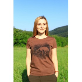 Dámske poľovnícke tričko TETRAO srnec veľký - hnedé - 