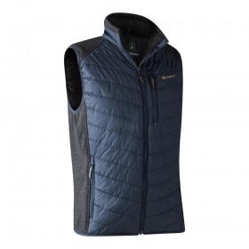 DEERHUNTER Moor Padded Waistcoat w. Knit - vesta (S - <P>Natiahnuteľná pletená tkanina na ramene a po bokoch poskytuje väčšie pohodlie pri nosení zateplenej vesty Deerhunter Moor Padded. </P>
<P>Elastický lem na prielezoch a spodnom leme ponúka dokonalú siluetu. Vesta je ideálna pre jar a leto, vesta Deerhunter Moor je vybavená izoláciou Deer-Tex® Temp, ktorá dodáva vynikajúce teplo a hebkosť.</P>
<UL>
<LI>Zloženie 100% Polyester 
<LI>Kontrast 100% Polyester Knit 
<LI>Úprava Anti-static 
<LI>Zateplenie Deer-Tex® Temp 160 g/m2 
<LI>Farba 786 - Dark Blue</LI></UL>