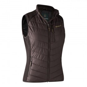 DEERHUNTER Lady Caroline Padded Waistcoat - dámska vesta (3 - <P>Praktická, teplá a krásne tvarovaná, polstrovaná vesta Deerhunter Lady Caroline je dokonalým všestranným doplnkom vášho jesenného a zimného šatníka. </P>
<P>Táto vesta, ktorá je nosená s dlhým rukávom, ktorá dodáva teplo chladnému dňu, alebo pod bundou, ktorá izoluje pred extrémnymi podmienkami, dodáva šmrnc každému neformálnemu alebo funkčnému oblečeniu. Kontrastné pletené panely po bokoch a ramenách poskytujú priliehavé uloženie a väčšie pohodlie, polstrovanie vpredu a vzadu je teplé a odolné proti vetru. Tri predné vrecká zakončené zipsom, jednoduchý, ale vysoko praktický dizajn tejto vesty. </P>
<UL>
<LI>Tri predné vrecká na zips 
<LI>Kontrastná pletenina po stranách a ramenných častiach pre lepšie prispôsobenie a väčšie pohodlie 
<LI>Elastická lemovacia páska v prieramku a dole 
<LI>Pohodlná a priedušná vesta vhodná na všetky outdoorové aktivity 
<LI>Zloženie 100% Polyester 
<LI>Farba 477 - Dark Prune</LI></UL>