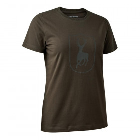 DEERHUNTER Lady Logo T Shirt - dámske tričko (3 - <P>Štýlové dámske tričko s okrúhlym výstrihom Deerhunter Lady Logo spája minimalistický dizajn s mäkkým a pohodlným materiálom vďaka zmesi bavlny a polyesteru. Dodáva sa v rade neutrálnych farieb a má ženský strih, takže sa ľahko nosí so zvyškom vášho outdoorového a poľovníckeho oblečenia. </P>
<UL>
<LI>Ženský strih </LI>
<LI>S potlačou loga </LI>
<LI>Okrúhly krk </LI>
<LI>Krátke rukávy</LI>
<LI>Farba 381 - Fallen Leaf</LI></UL>