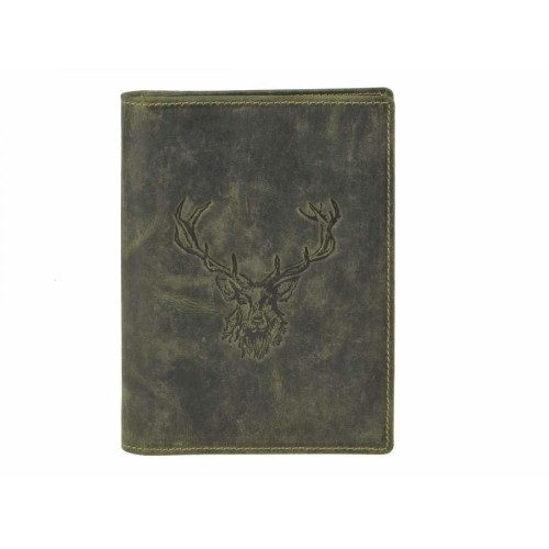GREENBURRY 328B Kráľovský jeleň | kožený dokladovník zelený
