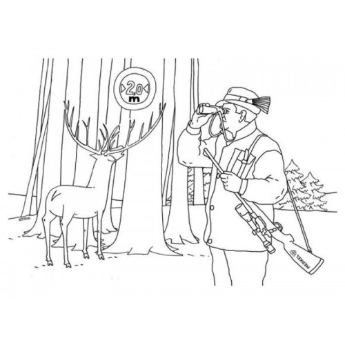 Obrázok číslo 5: Omaľovánka s poľovníckym a lesníckym motívom