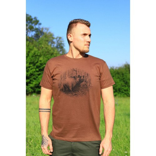 Pánske poľovnícke tričko TETRAO diviak veľký - hnedé