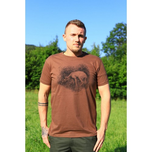 Obrázok číslo 2: Pánske poľovnícke tričko TETRAO srnec veľký - hnedé