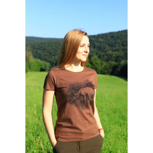 Obrázok číslo 2: Dámske poľovnícke tričko TETRAO srnec veľký - hnedé