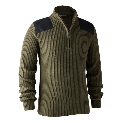 DEERHUNTER Rogaland Knit Zip Neck Green - pletený sveter (X