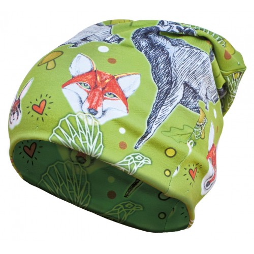 Obojstranný čiapka TETRAO s potlačou zelený les pre dospelých