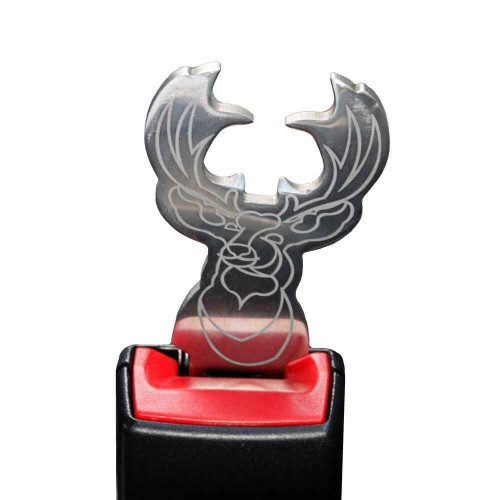 Obrázok číslo 2: Koncovka bezpečnostného pásu s poľovníckym motívom