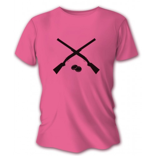 Dámske poľovnícke tričko TETRAO brokovnice - ružové