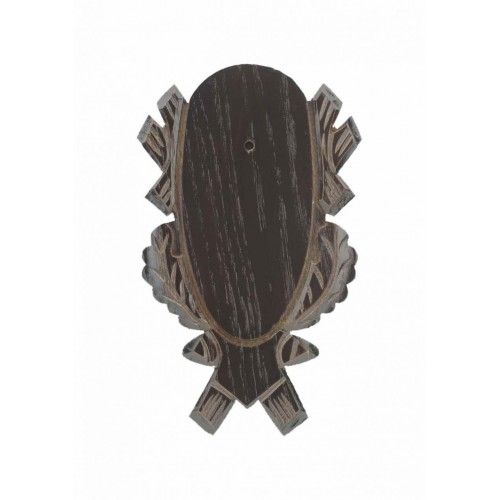 Vyrezávaná dubová podložka pod trofej Oak 4 18x9 cm - tmavá