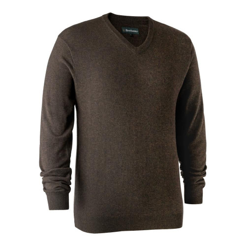 DEERHUNTER Kingston Knit V Neck - merino sveter (S