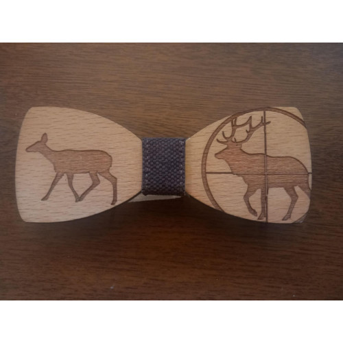 Drevený motýlik HUNTER - jeleň