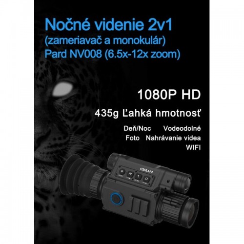 Obrázok číslo 7: Nočné videnie 2v1 (zameriavač a monokulár) Pard NV008+ (6.5x-13x zoom) + Power bank EMOS ALPHA 10000 mAh a 32gb SD karta