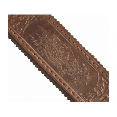Obrázok číslo 2: Exkluzívny kožený remeň na zbraň s razbou motívov zveri (filc)